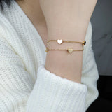 B214 Stainless Steel Double Layer Heart Charms Bracelet for Women