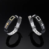 Titanium Steel Cross Bracelet Men Double Safety Clasp Wristband