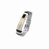 Titanium Steel Cross Bracelet Men Double Safety Clasp Wristband