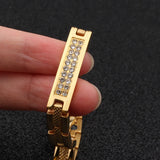 Women Crystal Bracelet Stainless Steel Magnetic Hologram Health Bracelet