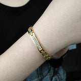 Women Crystal Bracelet Stainless Steel Magnetic Hologram Health Bracelet