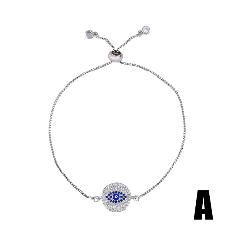 Mothers-Day CZ Adjustable Tennis Chain Brass Eye Bracelets for Women