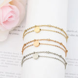 Round Coin Disc Initial Bracelet Layered Beads Balls Jewelry