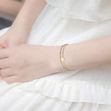 Round Coin Disc Initial Bracelet Layered Beads Balls Jewelry