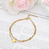 Round Coin Disc Initial Bracelet Layered Beads Balls Jewelry