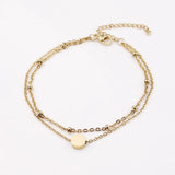 Round Coin Disc Initial Bracelet Layered Beads Balls Jewelry