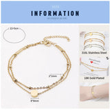Round Coin Disc Initial Bracelet Layered Beads Balls Jewelry