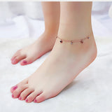 Women Stainless Steel Heart Anklet Rose Adjustable Beach Ankle Foot Chain