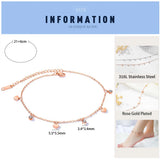 Women Stainless Steel Heart Anklet Rose Adjustable Beach Ankle Foot Chain