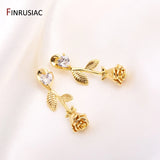 14K Plated Rose Charms 30.5x11mm Flower Pendants DIY Earring Making Supplies