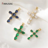 14K Plated Zircon Cross Pendant Charms for Necklace Making