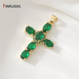 14K Plated Zircon Cross Pendant Charms for Necklace Making