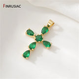 14K Plated Zircon Cross Pendant Charms for Necklace Making