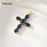 14K Plated Zircon Cross Pendant Charms for Necklace Making
