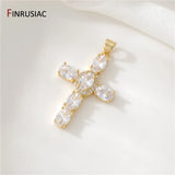 14K Plated Zircon Cross Pendant Charms for Necklace Making