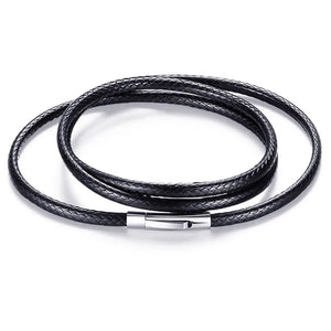 316L Stainless Steel Buckle 3mm Cord Necklace Men Women Choker Chain