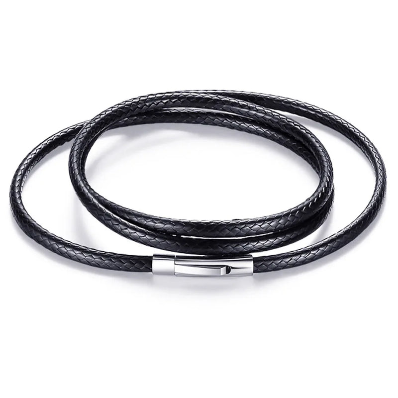 316L Stainless Steel Buckle 3mm Cord Necklace Men Women Choker Chain