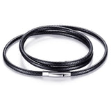 316L Stainless Steel Buckle 3mm Cord Necklace Men Women Choker Chain