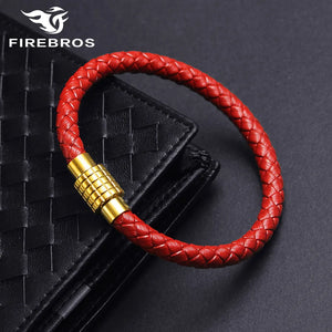 Magnetic Buckle Red Leather Bracelet