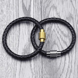 Magnetic Buckle Red Leather Bracelet