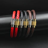 Magnetic Buckle Red Leather Bracelet
