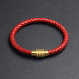 Magnetic Buckle Red Leather Bracelet
