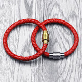 Magnetic Buckle Red Leather Bracelet