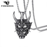 Goth Punk Demon Skull Fangs Prajna Mask Pendant Necklace