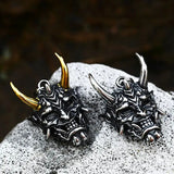 Goth Punk Demon Skull Fangs Prajna Mask Pendant Necklace