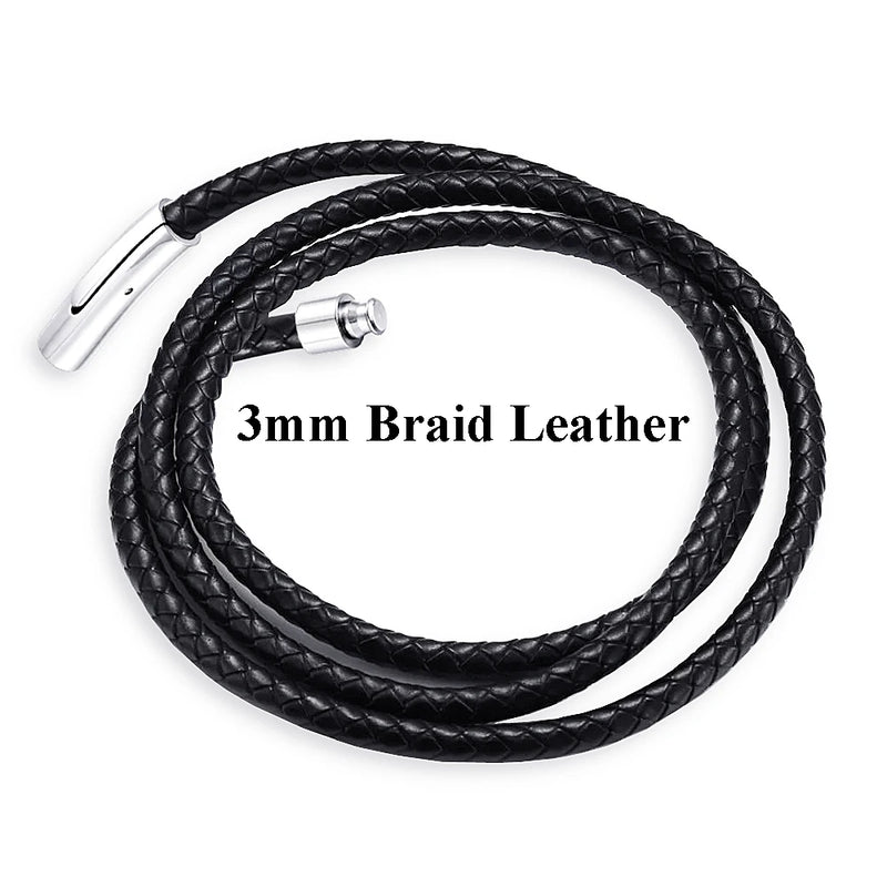 Leather Necklace Cord Stainless Steel Buckle DIY Jewelry String Rope