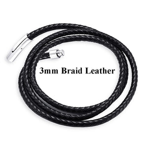 Stainless Steel Clasp Braided Leather Rope Necklace Men Women