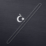 Stainless Steel Crescent Moon Star Necklace Amulet Pendant