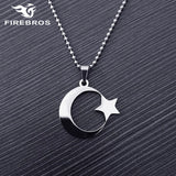Stainless Steel Crescent Moon Star Necklace Amulet Pendant