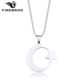 Stainless Steel Crescent Moon Star Necklace Amulet Pendant