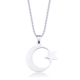 Stainless Steel Crescent Moon Star Necklace Amulet Pendant