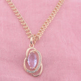 Women's Rose CZ Pendant Necklace Jewelry