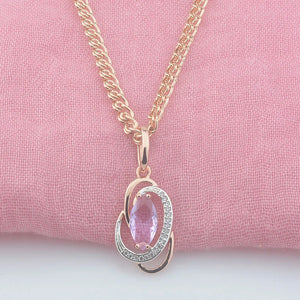 Women's Rose CZ Pendant Necklace Jewelry