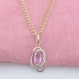 Women's Rose CZ Pendant Necklace Jewelry