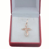 Women's Rose Patterned Crystal Cross Pendant Necklace