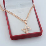 FJ 2 Style Women 585 Rose Butterfly Pendant Necklace
