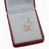 FJ 2 Style Women 585 Rose Butterfly Pendant Necklace