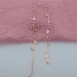 FJ Extended Long Anklet Women 585 Rose Heart Star Glass Chains