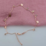 FJ Extended Long Anklet Women 585 Rose Heart Star Glass Chains