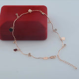 FJ Extended Long Anklet Women 585 Rose Heart Star Glass Chains