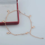 FJ Extended Long Anklet Women 585 Rose Heart Star Glass Chains