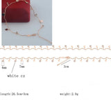 FJ Extended Long Anklet Women 585 Rose Heart Star Glass Chains