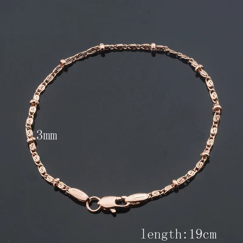 FJ 3 Style Men Women 585 Rose Patterned Bracelet