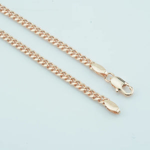 FJ 3mm 585 Rose Jewelry Side Chain Long Necklace