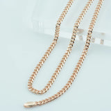 FJ 3mm 585 Rose Jewelry Side Chain Long Necklace