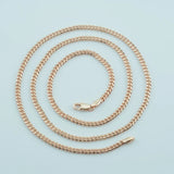 FJ 3mm 585 Rose Jewelry Side Chain Long Necklace